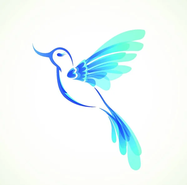 Oiseau Tropical Volant Bleu Conception Style Logo Entreprise — Image vectorielle