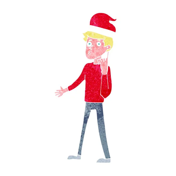 Cartoon Mann Macht Sich Bereit Für Weihnachten — Stockvektor
