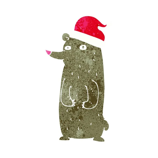Cartoon Bear Wearing Christmas Hat — Stock Vector