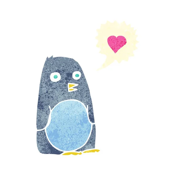 Cartoon Pinguïn Met Liefde Hart — Stockvector