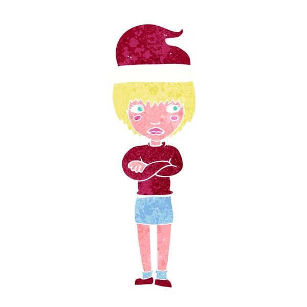 Donna Dei Cartoni Animati Pronto Natale — Vettoriale Stock