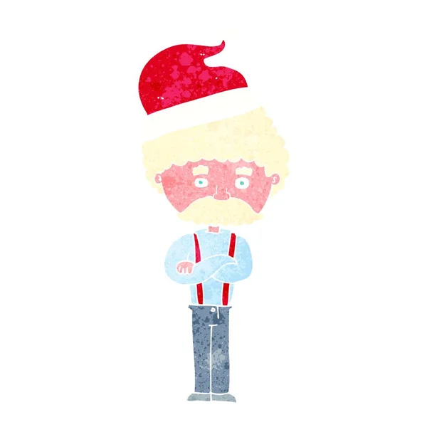 Cartoon Alter Mann Mit Weihnachtsmütze — Stockvektor