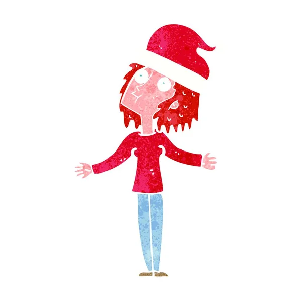 Cartoon Vrouw Klaar Voor Kerstmis — Stockvector