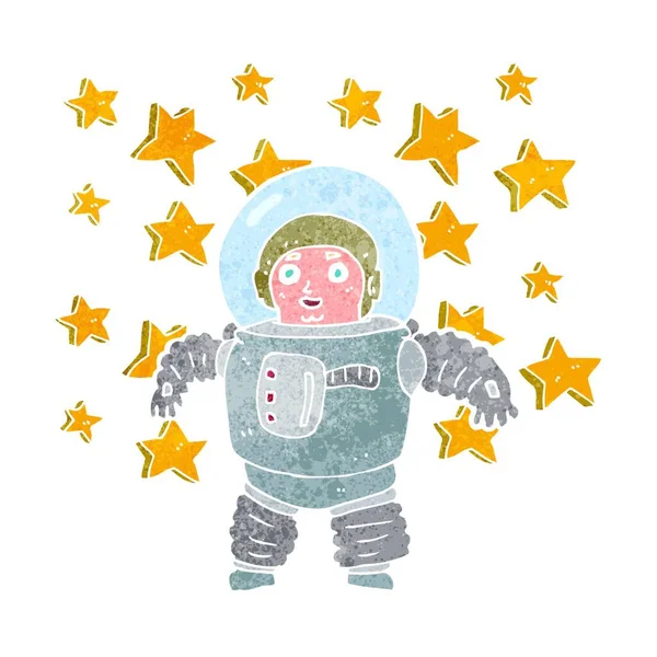 Cartoon Awesome Astronaut Illustration White Background — Stock Vector