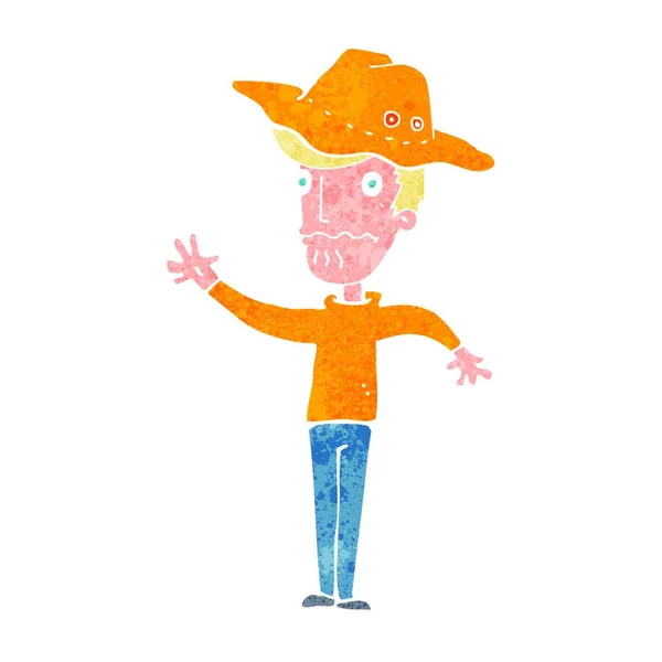 Cartoon Man Outback Hat — Stock Vector