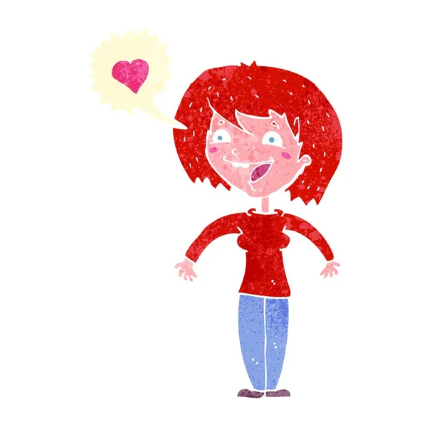 Cartoon Vrouw Verliefd — Stockvector