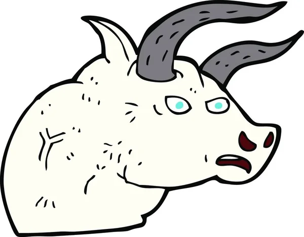 Dibujos Animados Cabeza Toro Enojado — Vector de stock