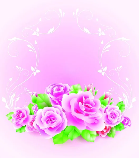 Wedding Card Invitation Roses — Stock Vector