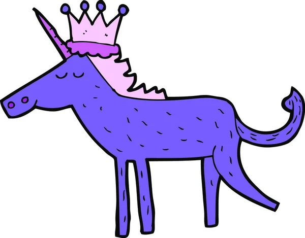 Kartun Unicorn Ilustrasi Pada Latar Belakang Putih - Stok Vektor