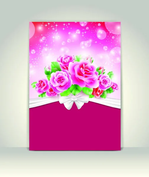 Tarjeta Boda Invitación Con Burbujas Rosas Arco — Vector de stock