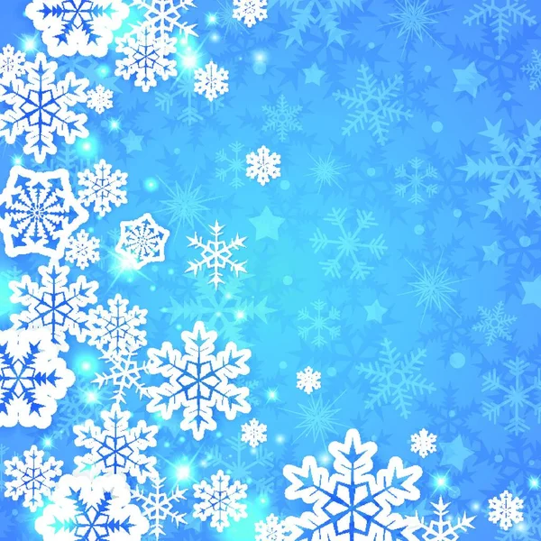 Tarjeta Navidad Vector Abstracto Con Copos Nieve Papel Blanco Sobre — Archivo Imágenes Vectoriales