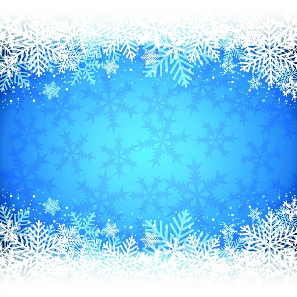 白い雪の結晶と装飾的な青のクリスマスの背景 ベクターイラスト — ストックベクタ