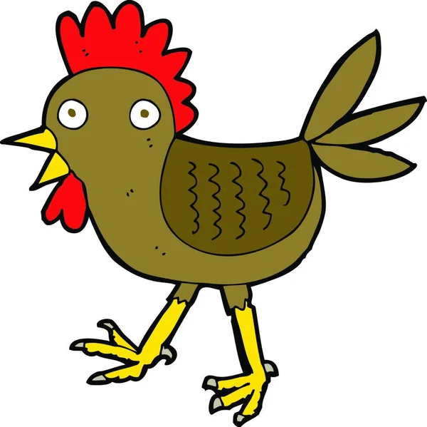 Lustige Cartoon Chicken Illustration Auf Weißem Hintergrund — Stockvektor