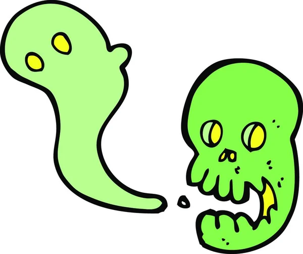 Cartoon Spooky Skull Illustration White Background — Stock Vector