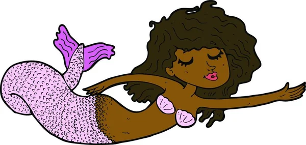 Cartoon Mermaid Illustration White Background — Stock Vector
