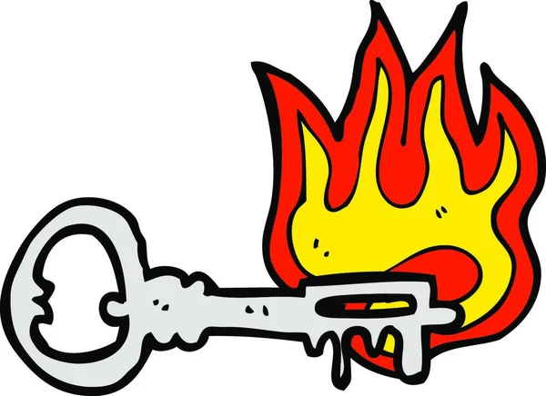 漫画の炎の鍵白い背景のイラスト — ストックベクタ