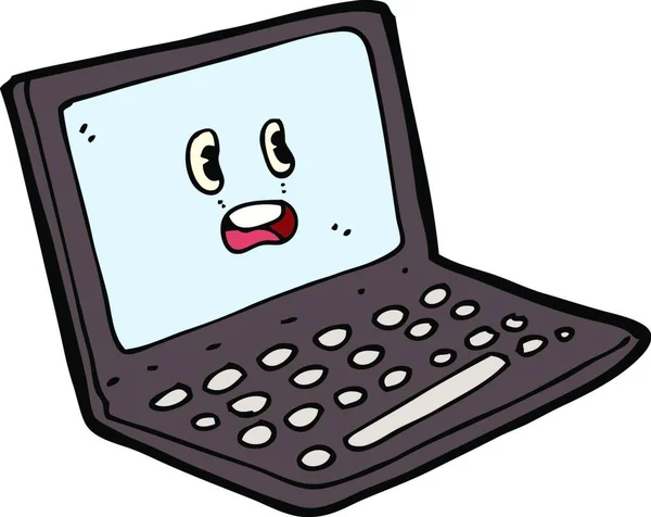 Cartoon Laptop Computer Illustration Auf Weißem Hintergrund — Stockvektor