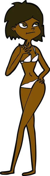 Dessin Animé Femme Bikini — Image vectorielle