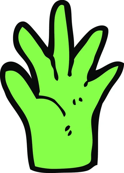 Rajzfilm Zöld Kéz Szimbólum — Stock Vector