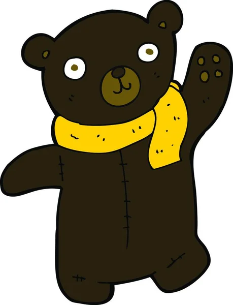 Милый Черный Плюшевый Медведь — стоковый вектор