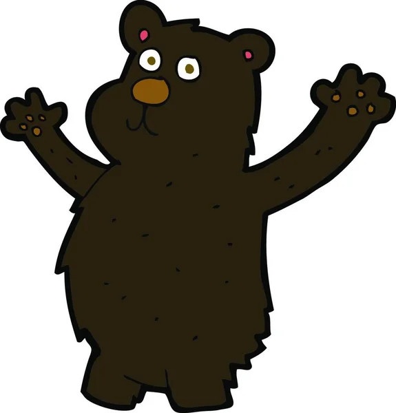 Cartoon Funny Black Bear — Stock Vector