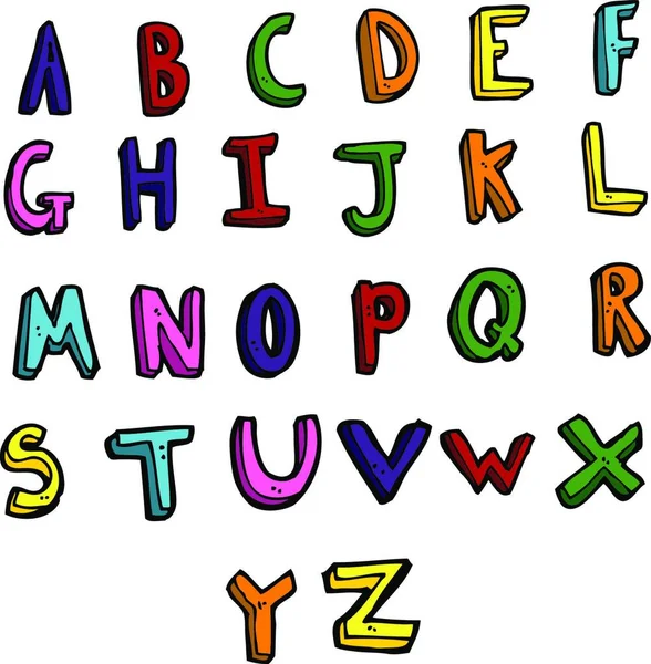 Alphabet Dessin Animé Illustration Sur Fond Blanc — Image vectorielle