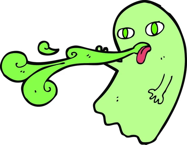 Funny Cartoon Ghost Illustration White Background — Stock Vector