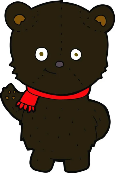 Bonito Cartoon Preto Urso — Vetor de Stock