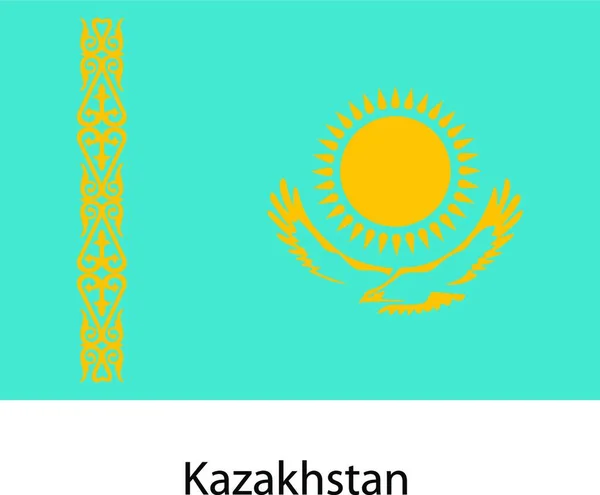 Flagge Des Landes Kasachstan Vektorillustration Exakte Farben — Stockvektor