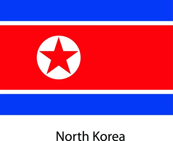 Vlag Van Het Land Noord Korea Vector Illustratie Exacte Kleuren — Stockvector