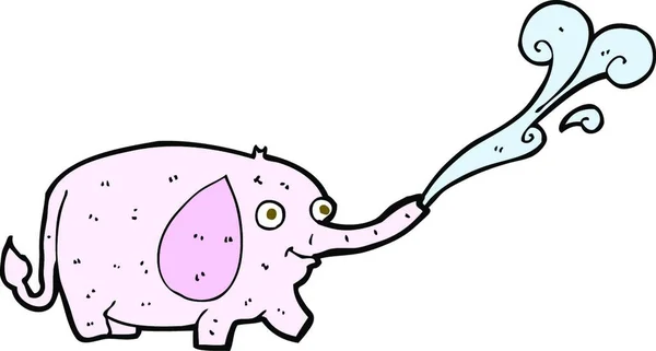 Dibujos Animados Divertido Pequeño Elefante Chorreando Agua — Vector de stock