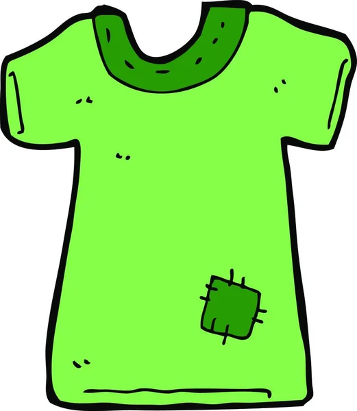 Desenho Animado Remendado Camiseta Velha — Vetor de Stock