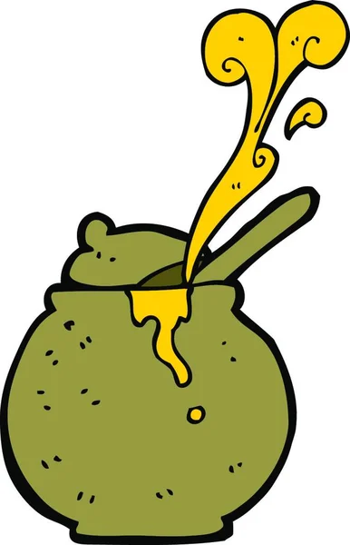 Cartoon Honey Pot Illustration White Background — Stock Vector