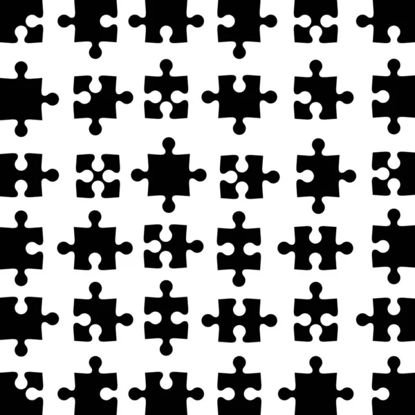 Set Black Jigsaw Puzzles Vector Illustration — Stock Vector