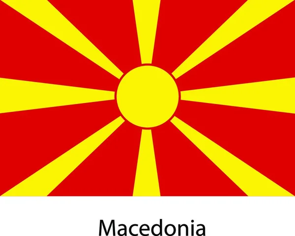 Σημαία Της Χώρας Macedonia Εικονογράφηση Διανύσματος Ακριβή Χρώματα — Διανυσματικό Αρχείο