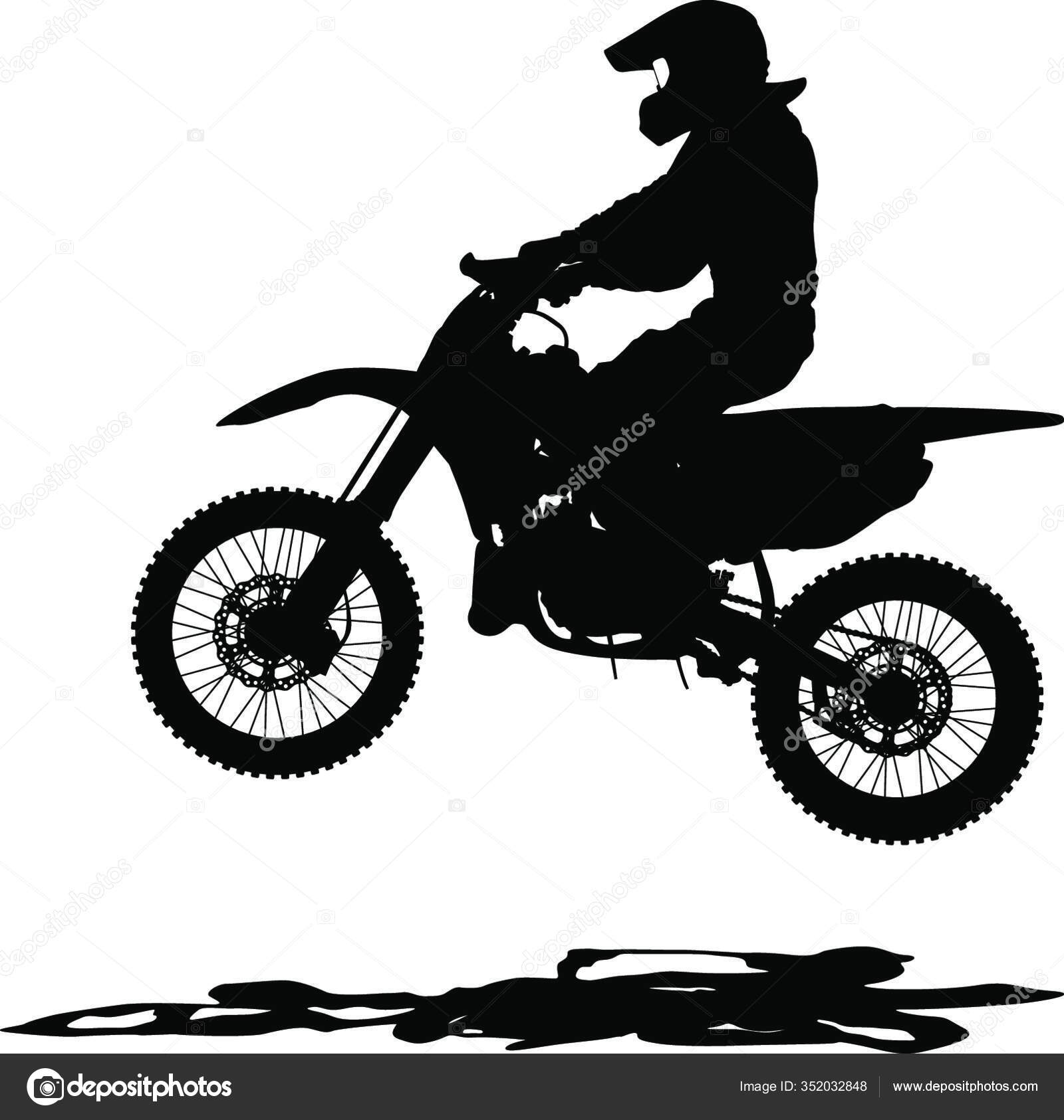 Black Silhouettes Motocross Rider Motorcycle Vector Illustrations Stock ...