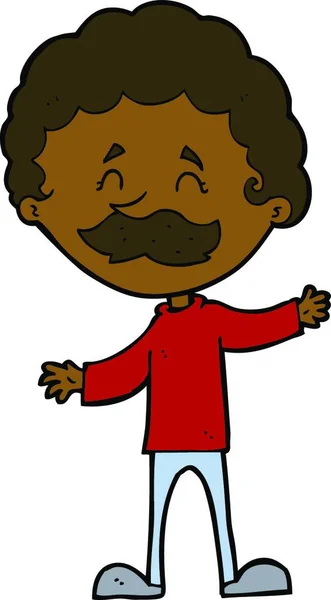 Desenho Animado Homem Feliz Com Bigode — Vetor de Stock