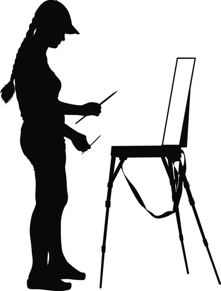 Silhouette Artista Lavoro Sfondo Bianco Illustrazione Vettoriale — Vettoriale Stock