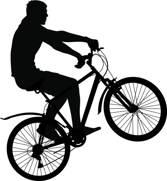 Silueta Ciclista Masculino Ilustración Vectorial — Vector de stock