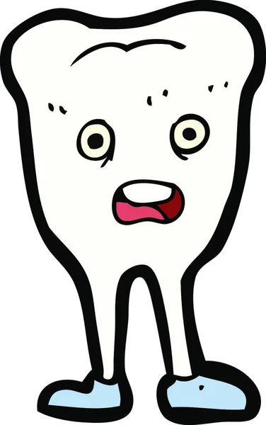 Kreslený Šťastný Zub Ilustrace Bílém Pozadí — Stockový vektor