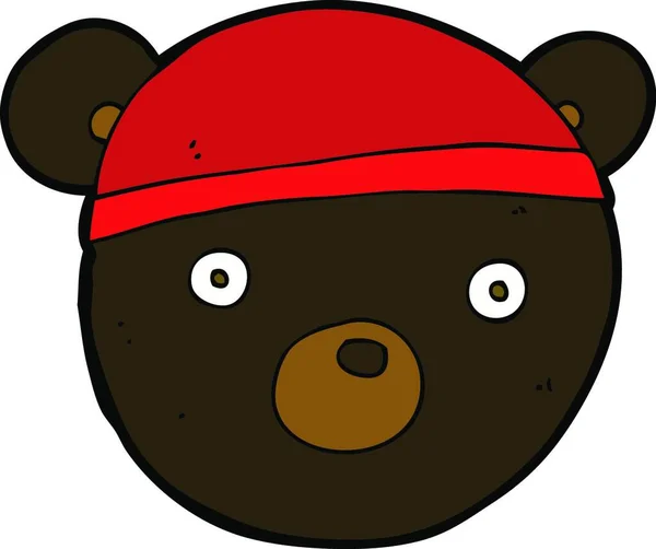 Desenho Animado Urso Preto Filhote Usando Chapéu —  Vetores de Stock
