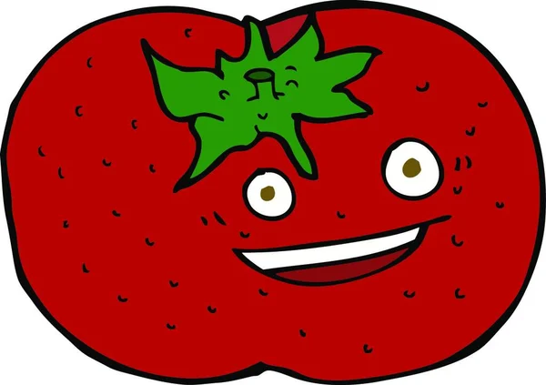 Bonito Engraçado Desenho Animado Tomate — Vetor de Stock