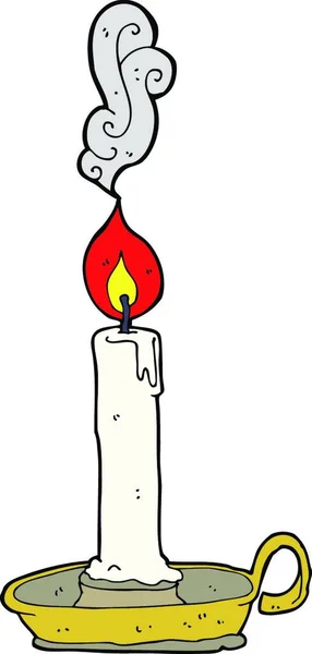 Cartoon Burning Candle Illustration White Background — Stock Vector