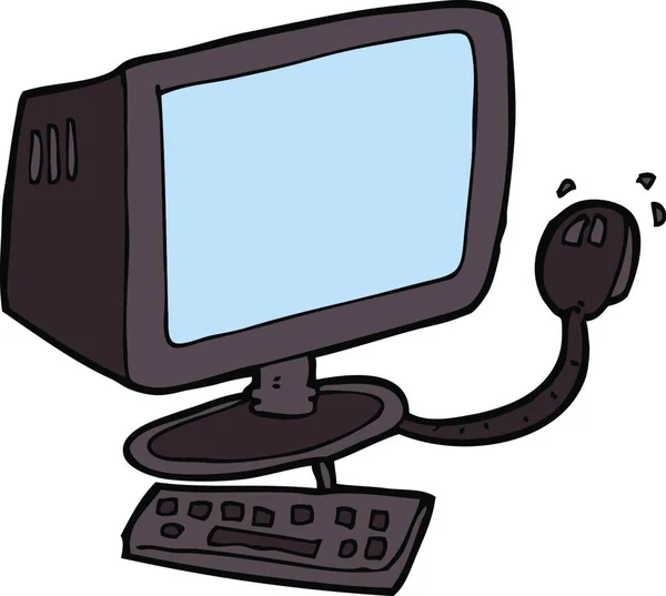 Cartoon Computer Illustratie Witte Achtergrond — Stockvector