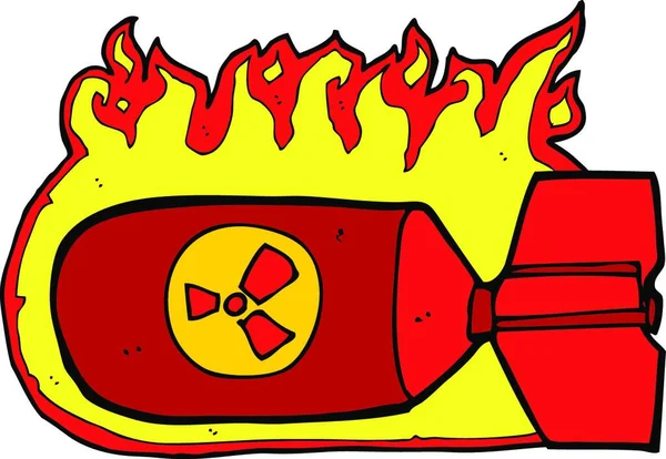 Cartoon Nucleaire Bom Illustratie Witte Achtergrond — Stockvector