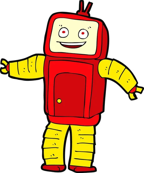 Kreskówka Śmieszne Robot Wektor Ilustracja — Wektor stockowy