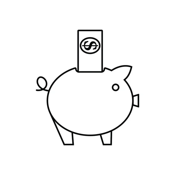 Piggy Bank Icon Diseño Línea Delgada Ilustración Vectorial — Vector de stock