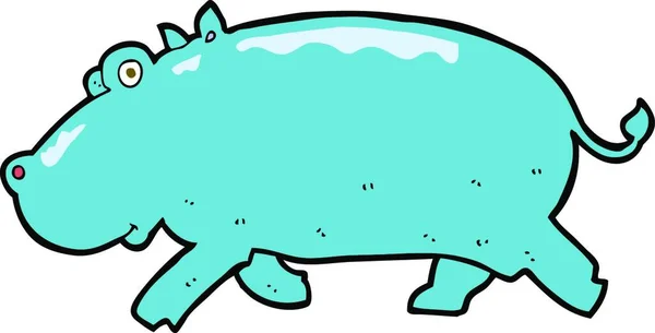 Cartoon Hippopotamus Illustration White Background — Stock Vector