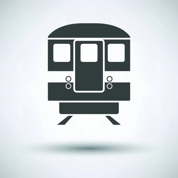 灰色の背景に地下鉄の列車のアイコンのフロントビュー ラウンドの影 ベクターイラスト — ストックベクタ