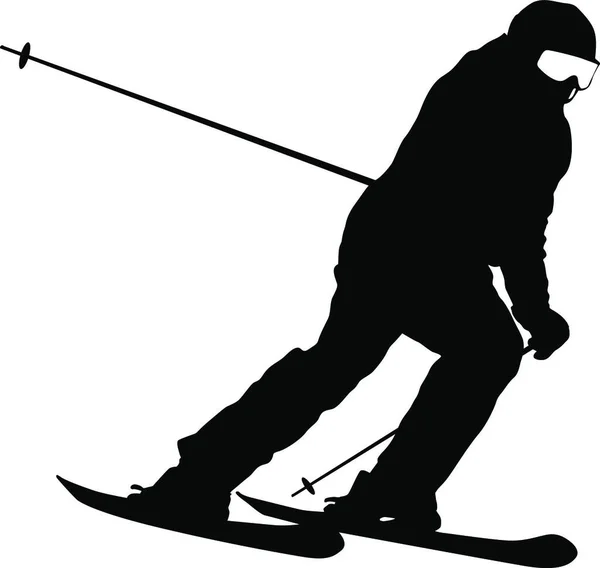 Skifahrer Rast Hang Hinunter Vektor Sport Silhouette — Stockvektor